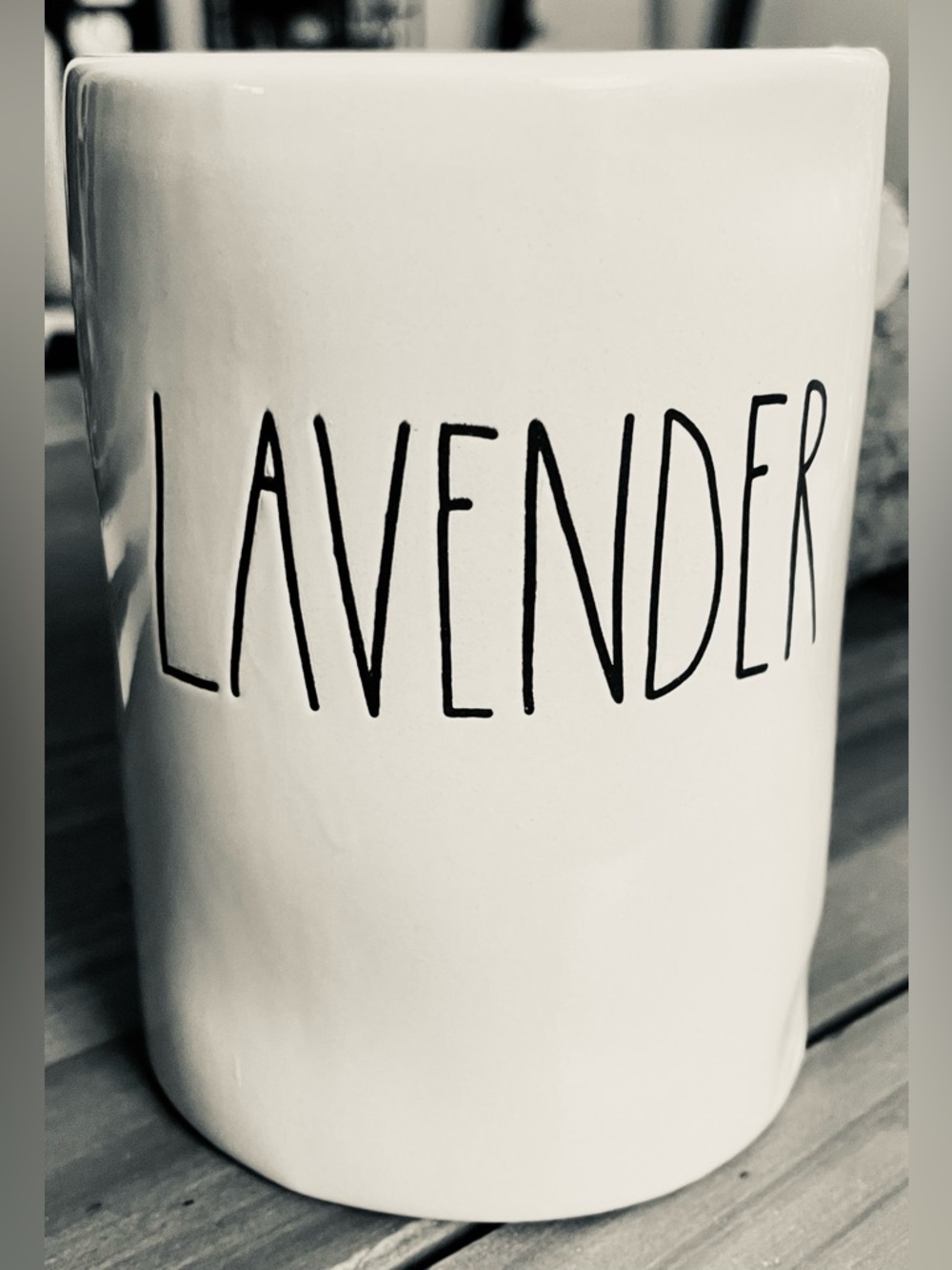 Rea Dunn Lavender candle 5”x4” 
White round with words Lavender on it. Brand New